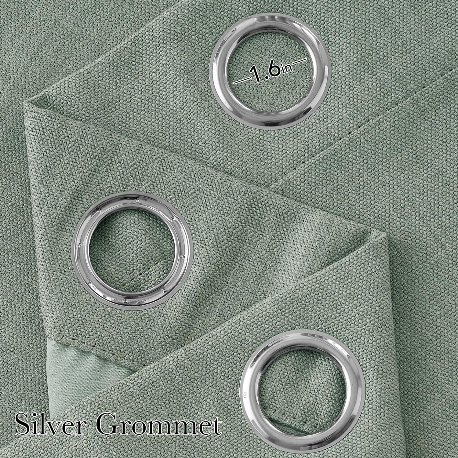 NICETOWN Sage Green Blackout Curtains | 63-Inch Faux Linen Privacy Panels for Modern Farmhouse Decor - 2 Panels