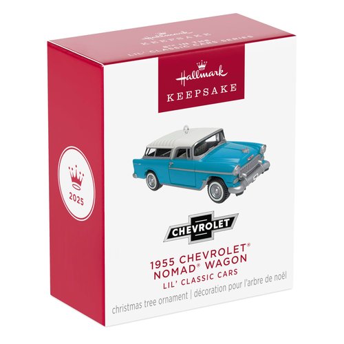 Hallmark Keepsake 0.75" Mini Christmas Ornament 2025, Lil' Classic Cars 1955 Chevrolet Nomad Wagon 2025, Metal, Gifts for Car Collectors