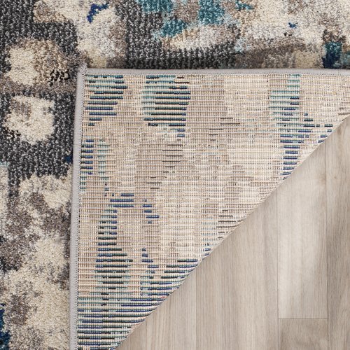 SAFAVIEH Monaco Collection Area Rug - 3' Square, Grey & Light Blue, Boho Chic Abstract Watercolor Design, Non-Shedding & Easy Care, Ideal for High Traffic Areas in Living Room, Bedroom (MNC225E)