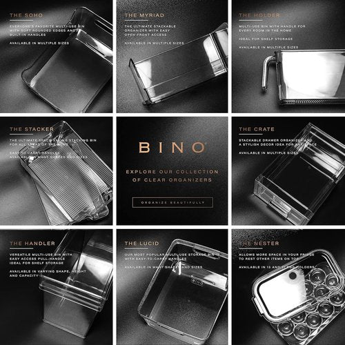 BINO Stackable Storage Bins - Large 2 Pack | Clear BPA-Free Organizing Containers with Built-In Handles