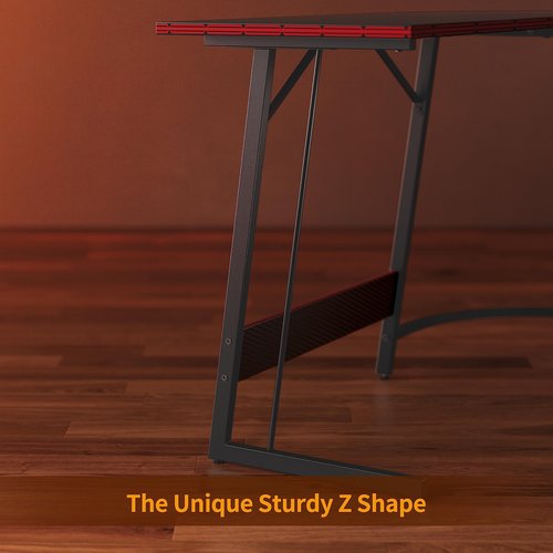 CubiCubi L Shaped Gaming Desk Computer Office Desk with Carbon Fiber Surface, 47 inch Corner Desk with Large Monitor Stand for Home Office Study Writing Workstation, Carbon Fiber Black