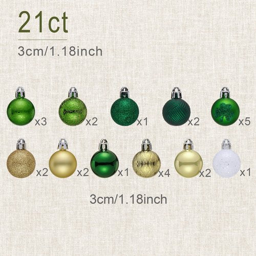 DecorbyHannah St Patricks Day Decorations Shamrock Irish Tree Ornaments Set, 25ct 1.18inches Mini Green Gold St. Patrick's Day Shatterproof Luck Clover Small Hanging Ornament for Christmas Day Party