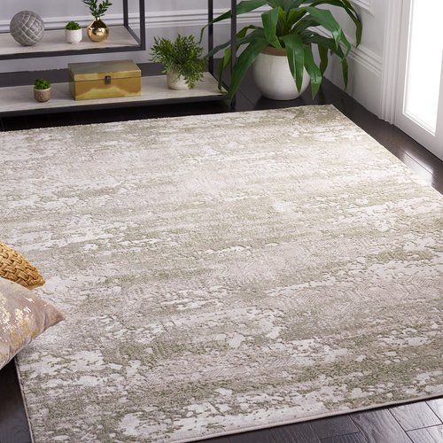 SAFAVIEH Meadow Collection Area Rug - 5'3" x 7'6", Beige & Sage, Modern Abstract Design, Non-Shedding & Easy Care, Ideal for High Traffic Areas in Living Room, Bedroom (MDW585C)