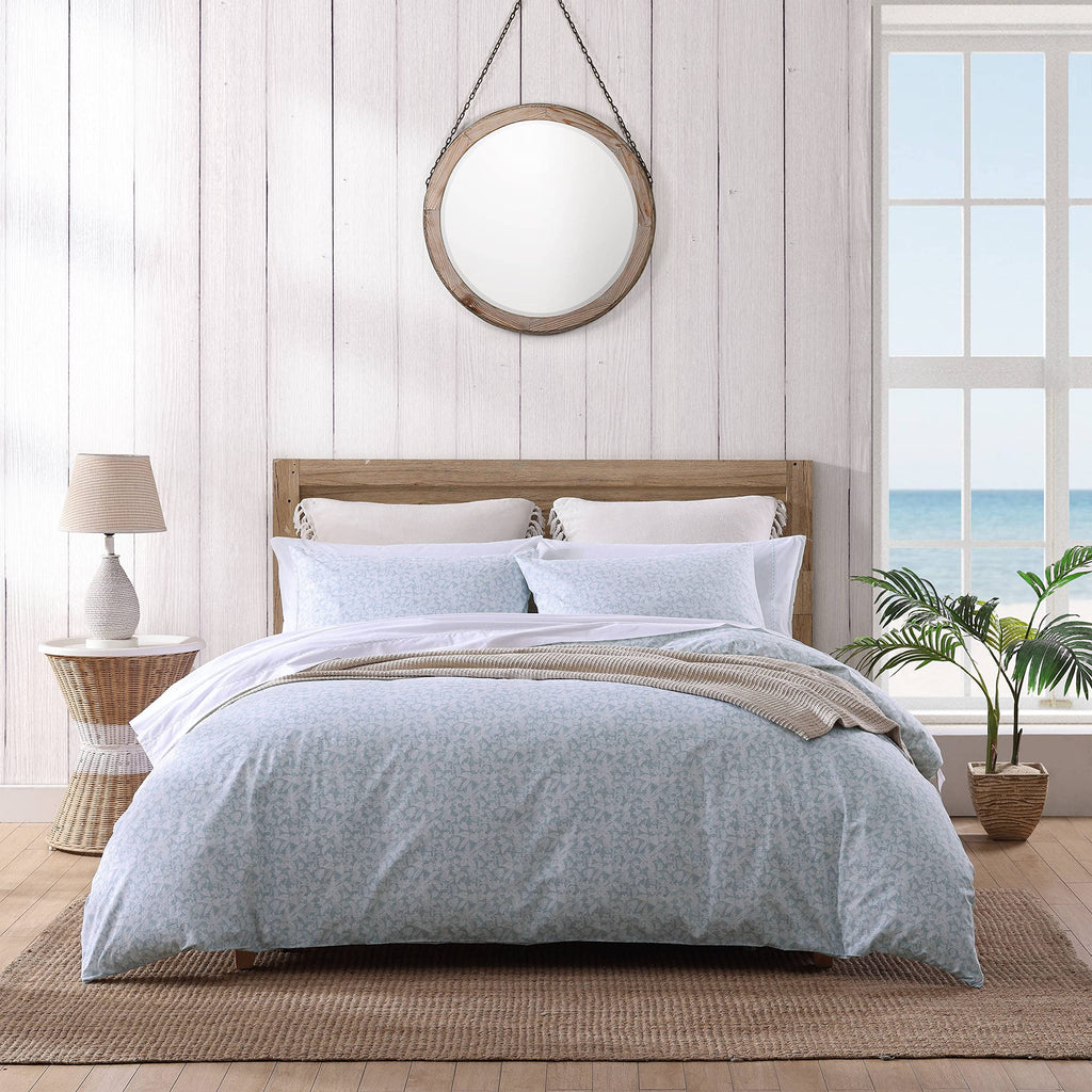 Tommy Bahama- King Duvet Cover Set, Reversible Cotton Bedding Set with Matching Shams, Coastal Home Décor (Koya Bay Blue, King)