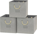 Simple Houseware 13-Inch Cube Storage Bins - Stylish Gray Bins with Braided Handles | 3 Pack