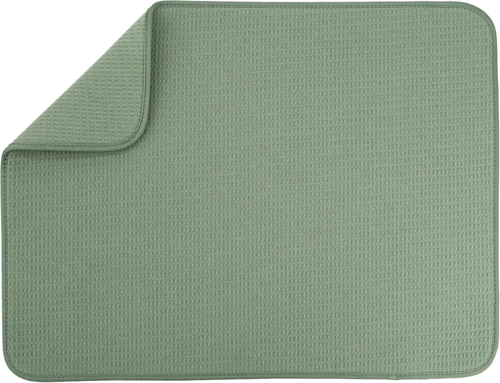 S&T INC. XL Dish Drying Mat - Absorbent Microfiber Kitchen Counter Pad | 18” x 24”, Sage Green