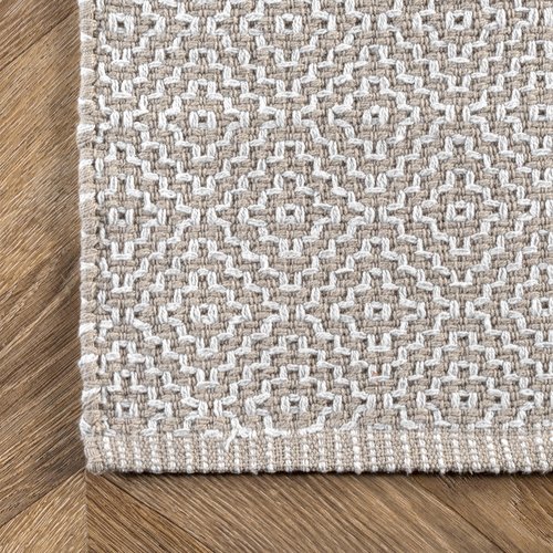 nuLOOM Lorretta Geometric Cotton Runner Rug, 2' 6" x 6', Taupe, Rectangular, 0.2" Thick