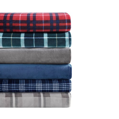 Nautica Blanket Plush Fleece Plaid Bedding, Home Decor for All Seasons, King, Winter Tattersall Red