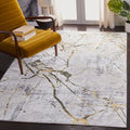 SAFAVIEH Amelia Collection Accent Rug - 3' x 5', Grey & Gold, Modern Abstract Design, Non-Shedding & Easy Care, Ideal for High Traffic Areas in Entryway, Living Room, Bedroom (ALA293G)