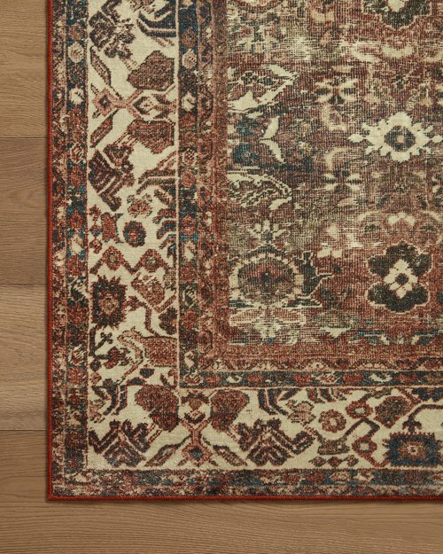 Loloi Magnolia Home by Joanna Gaines Banks Collection BAN-04 Brick/Ivory 2'-3" x 3'-9" .13" Pile Height, Machine Washable, Accent Rug