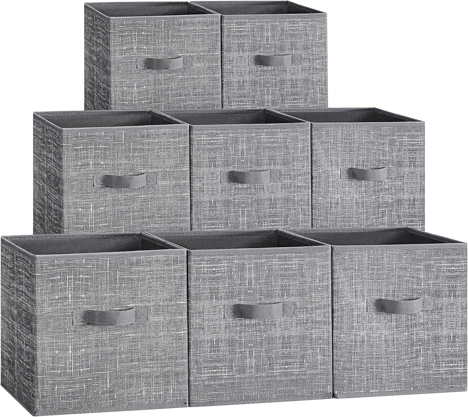 SONGMICS Storage Cubes - Foldable Non-Woven Fabric Bins with Double Handles - Set of 8, Cattail Gray, 10.2 x 10.2 x 11 Inches