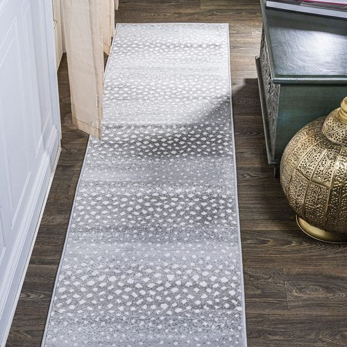 JONATHAN Y Antelope Modern Light Gray/Cream Runner Rug, 2x8, Animal Prints, Casual, Easy-Cleaning for Living Room, Bedroom, Kitchen, Pet Friendly, Non-Shedding (SAF100B-28)