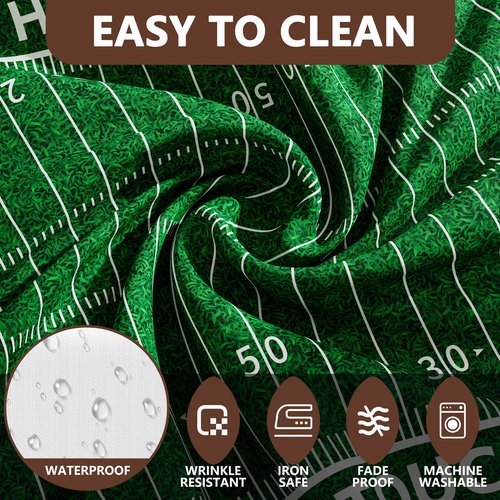 Siilues Football Tablecloth Rectangle 60x84 Inch, Washable Green Grass Touch Down American Football Field Tablecloth Scalloped Edge Waterproof Rugby Boy Birthday Party Decoration Table Cloth