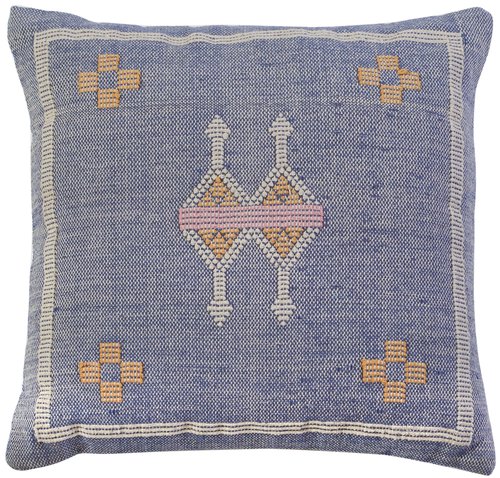 SAFAVIEH Home Collection Petrea 18-inch Boho Blue Decorative Accent Pillow PLS9700A-1818, 1'6" x 1'6" Square