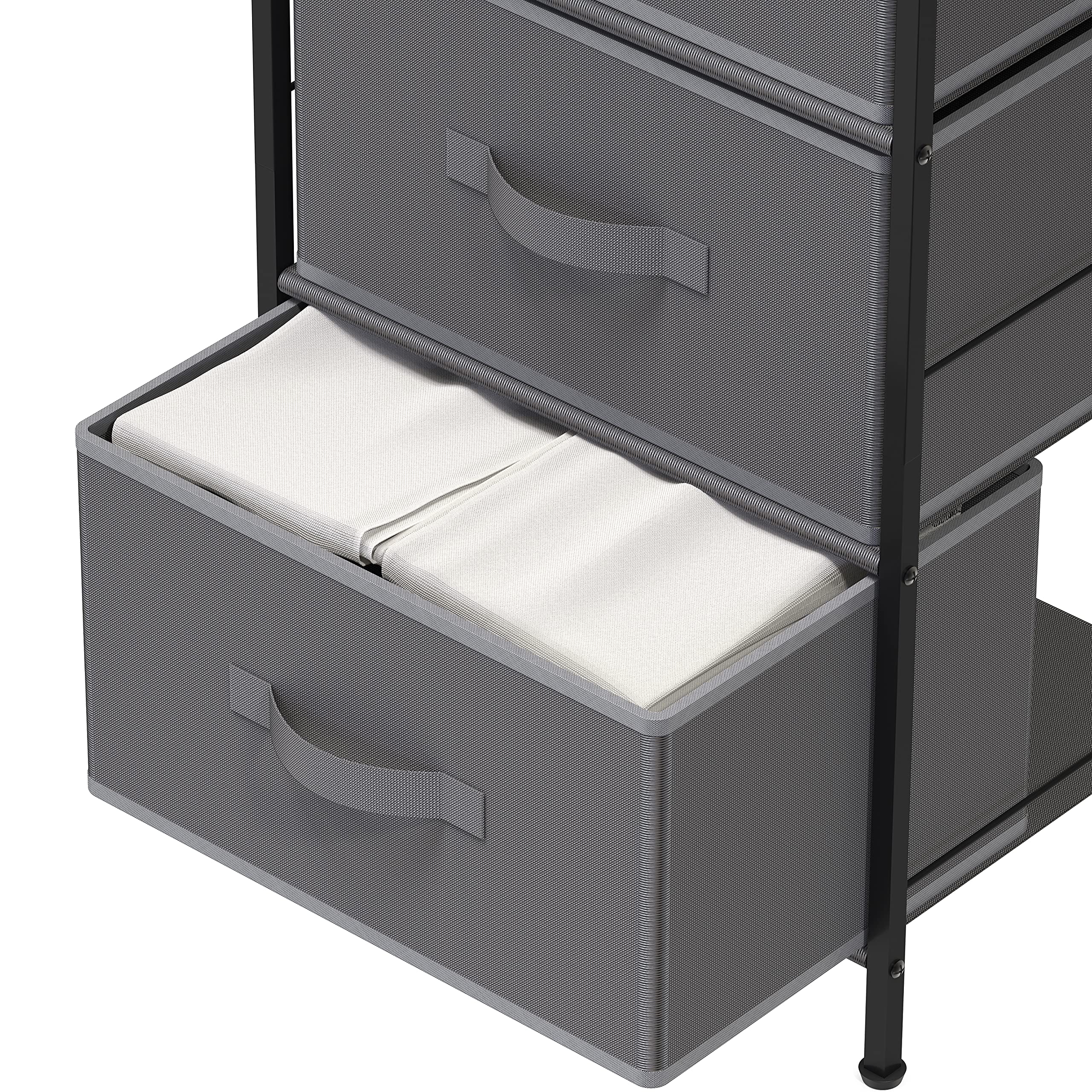 Simple Houseware 3 Drawer Nightstand Dresser with Wood Top, Dark Grey