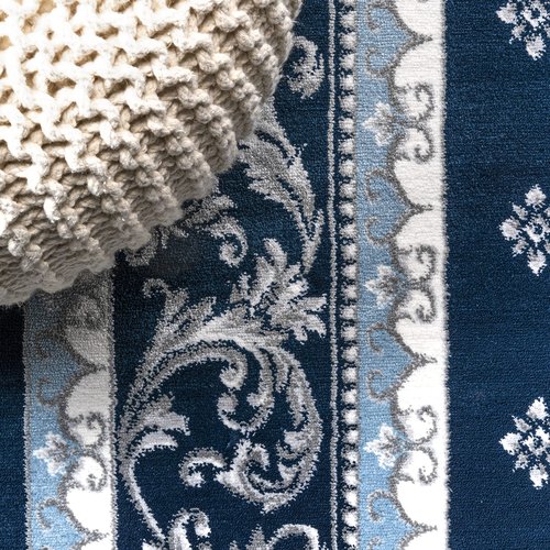 JONATHAN Y Acanthus French Border Navy/Blue Indoor Area Rug, 4x6, Vintage, Bohemian, Easy-Cleaning for Living Room, Bedroom, Kitchen, Pet Friendly, Non-Shedding (MDP504C-4)