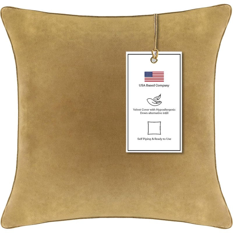 20x20 Irish Coffee Hypoallergenic Down Alternative Throw Pillow - Velvet Cover - Pack of 1