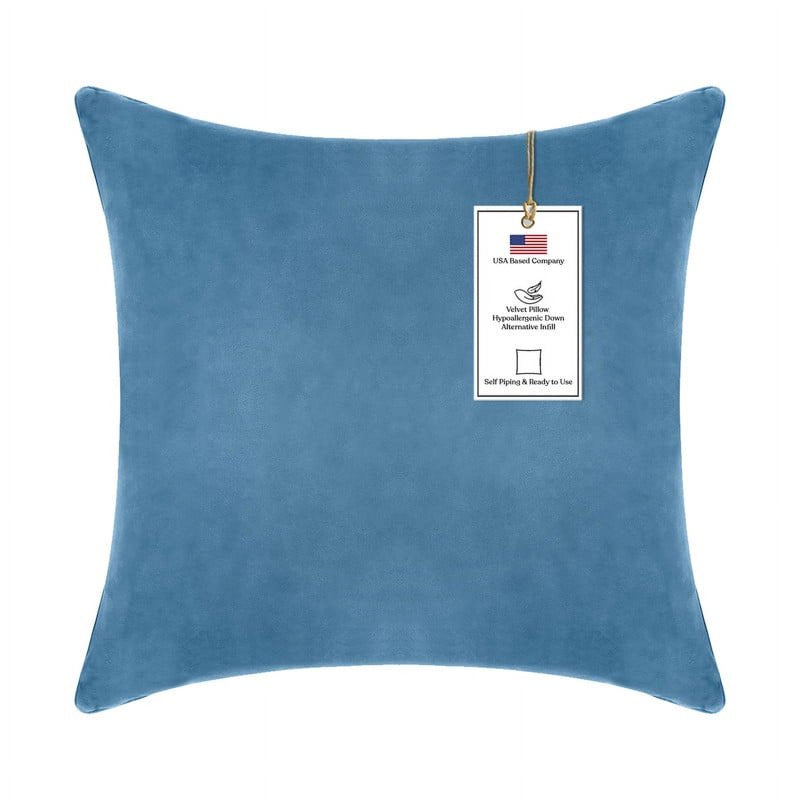 Hypoallergenic Velvet Throw Pillow 18x18 in Navy Blue - Square Decorative Cushion