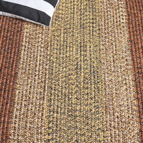 SAFAVIEH Washable Rug Outdoor Braided Collection - 3' x 5' Oval, Brown & Gold, Handmade & Reversible, Non-Shedding & Easy to Clean, Ideal for Patio, Backyard, Mudroom (BRD318T)