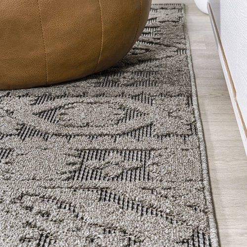JONATHAN Y Mediterranean Tile Indoor Outdoor Area Rug 8X10 Dark Gray/Ivory, Citta High-Low Pile for Backyard, Patio, Porch, Easy-Cleaning, High Traffic, Pet-Friendly, Non-Shedding (SBH102C-8)