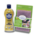 BAR KEEPERS FRIEND Soft Cleanser Liquid (13 OZ) and Non Scratch Scouring Scrubber Kit | Multipurpose, Stainless Steel, Rust, Soft Cleaner with Heavy Duty Non Scratch DishCloth