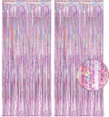 GREATRIL Pink Tinsel Curtain Backdrop - Foil Fringe Streamers for Birthday Girl Party | 2 Packs