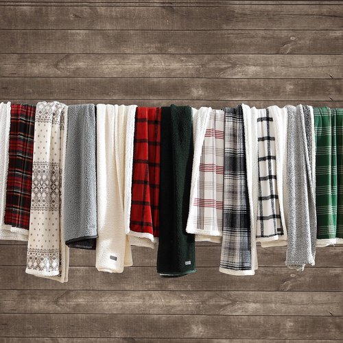 Eddie Bauer - Throw Blanket, Reversible Sherpa Fleece Bedding, Home Decor for All Seasons (Vail Plaid, Throw)