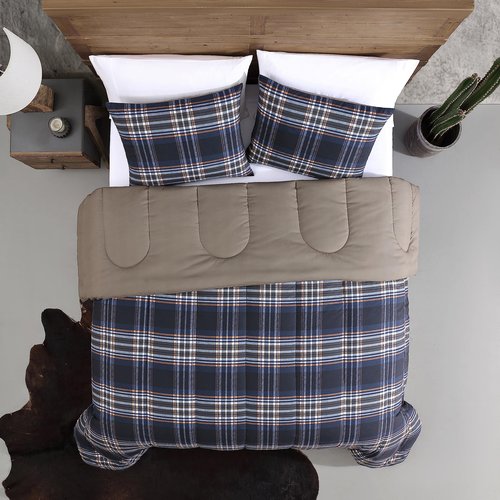 Wrangler- Twin Duvet Cover Set, Soft & Reversible Bedding, Yellowstone Inspired, 2 Piece Bed Set with Matching Pillowcase (City Flats Plaid Blue)