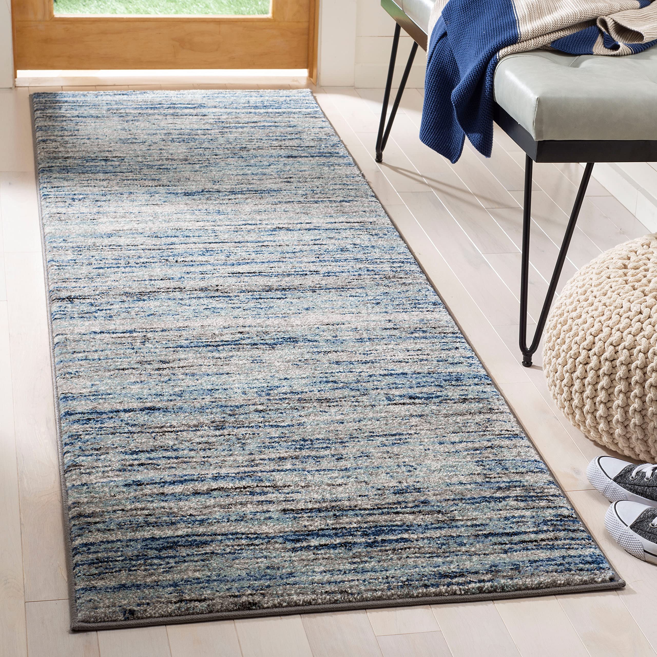 SAFAVIEH Galaxy Collection Runner Rug - 2'3" x 8', Blue & Grey, Modern Design, Non-Shedding & Easy Care, Ideal for High Traffic Areas in Living Room, Bedroom (GAL113M)
