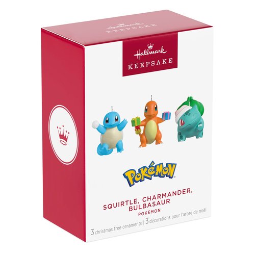 Hallmark Keepsake Mini Christmas Ornaments 2025, Pokémon Squirtle, Charmander, Bulbasaur, Set of 3, Gifts for Gamers