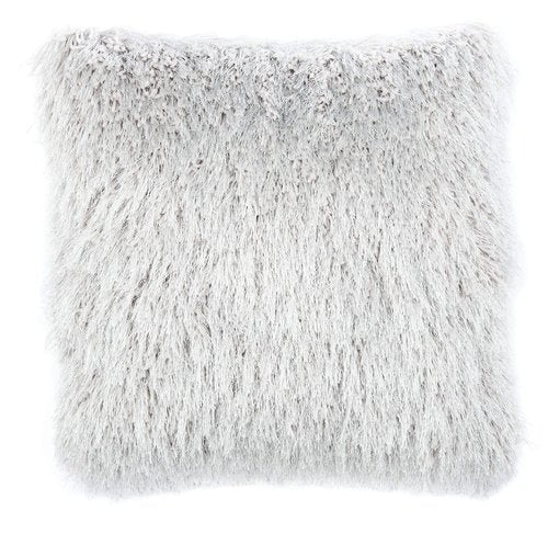 SAFAVIEH Home Modish Metallic Silver Metallic 20-inch Decorative Shag Pillow (Set of 2)