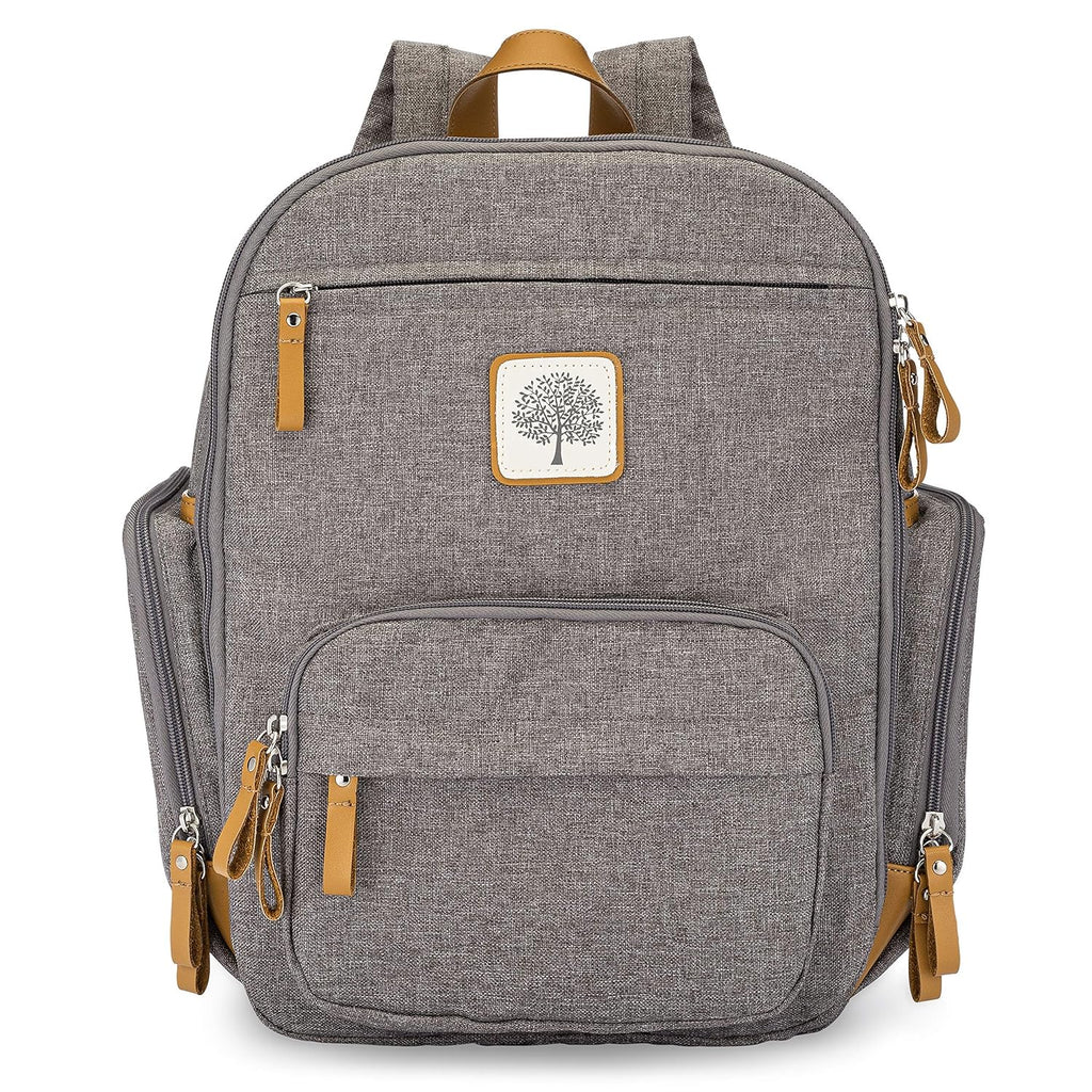 Parker Baby Diaper Backpack - Insulated Full Zip Diaper Bag for Parents - Gray Color