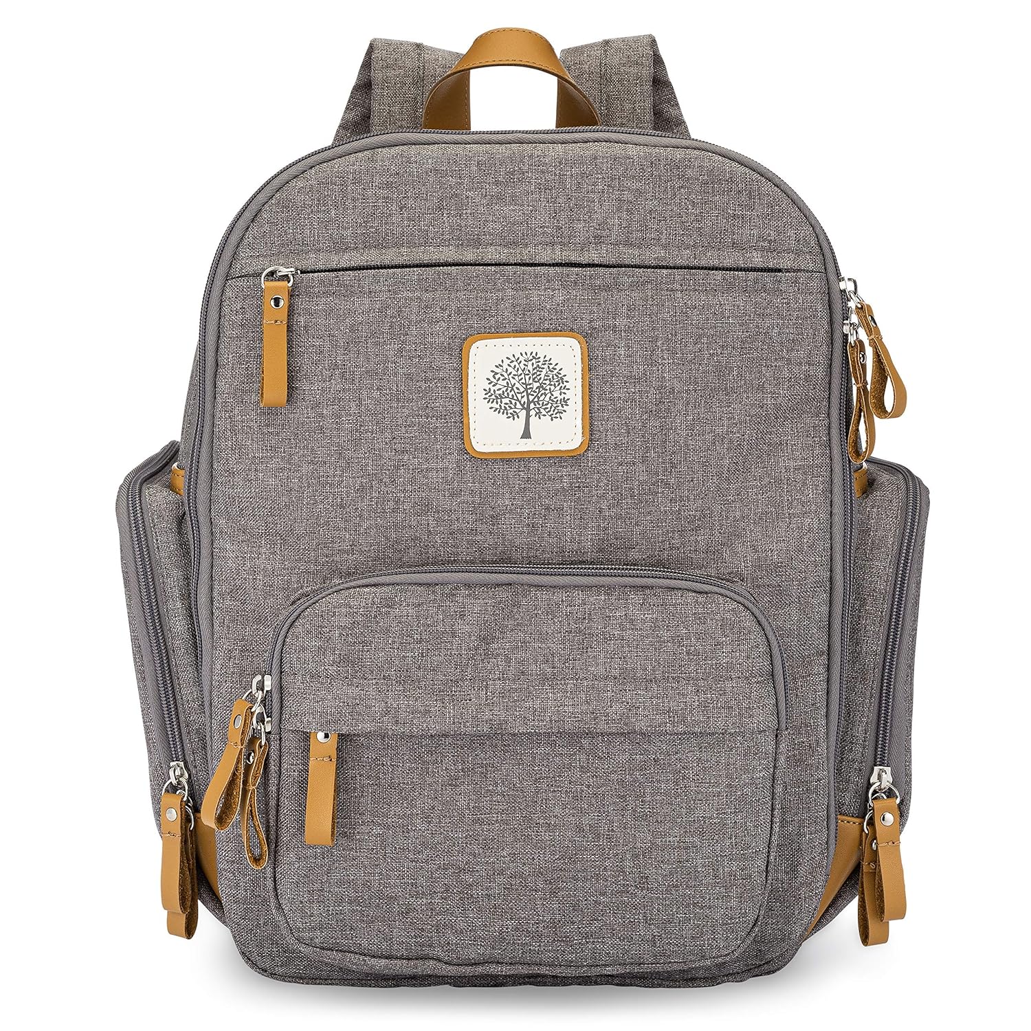 Parker Baby Diaper Backpack - Insulated Full Zip Diaper Bag for Parents - Gray Color