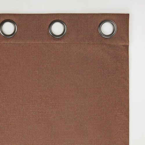 Sun Zero Channing Grid Texture Draft Shield Fleece Insulated Total Blackout Grommet Curtain Panel, 50" x 96", Terracotta Orange