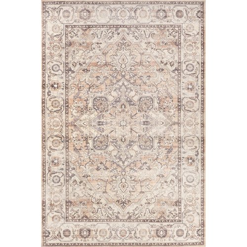 nuLOOM 5' x 8' Green Haven Collection Indoor Area Rug, Recycled Cotton, Machine Washable, Stitched Edging, Flat Woven, Mylah Beige