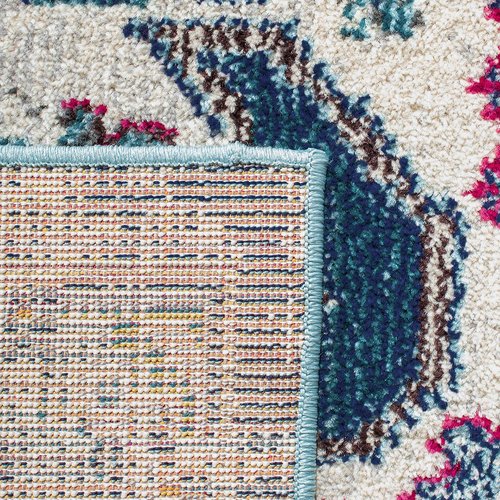 SAFAVIEH Madison Collection Runner Rug - 2' x 8', Navy & Grey, Boho Chic Medallion Distressed Design, Non-Shedding & Easy Care, Ideal for High Traffic Areas in Living Room, Bedroom (MAD452M)