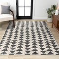 JONATHAN Y Aisha Moroccan Triangle Geometric Cream/Black Indoor Area Rug, 4x6, Contemporary, Modern, Easy-Cleaning for Living Room, Bedroom, Kitchen, Pet Friendly, Non-Shedding (MOH206A-4)