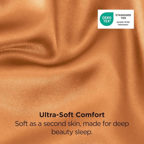 Bedsure King Size Satin Pillowcase Set - Orange Silky Pillow Cases for Hair & Skin, 20x36 Inches, 2-Pack