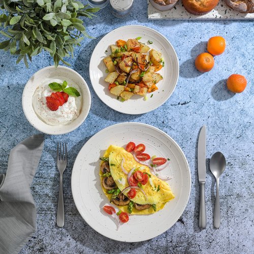 Gibson Elite Ramapo Solid Color Speckled Dinnerware Set - White, Service for Four (12pcs)