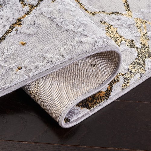 SAFAVIEH Amelia Collection Accent Rug - 3' x 5', Grey & Gold, Modern Abstract Design, Non-Shedding & Easy Care, Ideal for High Traffic Areas in Entryway, Living Room, Bedroom (ALA293G)