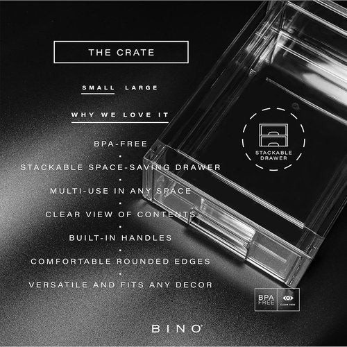BINO Stackable Storage Drawers - Clear Small Organizers for Bathroom & Vanity | Crate Collection