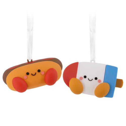 Hallmark Better Together Hot Dog and Freeze Pop Magnetic Christmas Ornaments, Shatterproof, Set of 2, Food Gifts