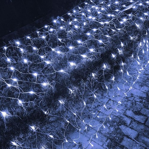 Dazzle Bright 360 LED Net Lights - 12FT x 5FT Waterproof String Lights with 8 Modes | White Christmas Decor