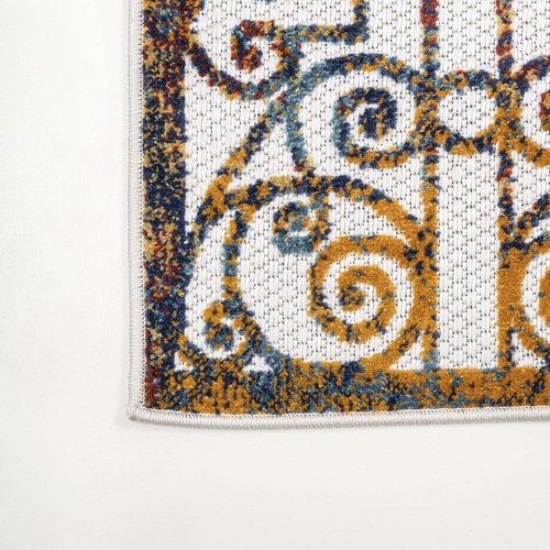 JONATHAN Y Ornate Trellis Indoor Outdoor Area Rug 5X8 Cream/Blue/Orange, Cetara for Backyard, Patio, Porch, Easy-Cleaning, High Traffic, Pet-Friendly, Non-Shedding (AMC111A-5)