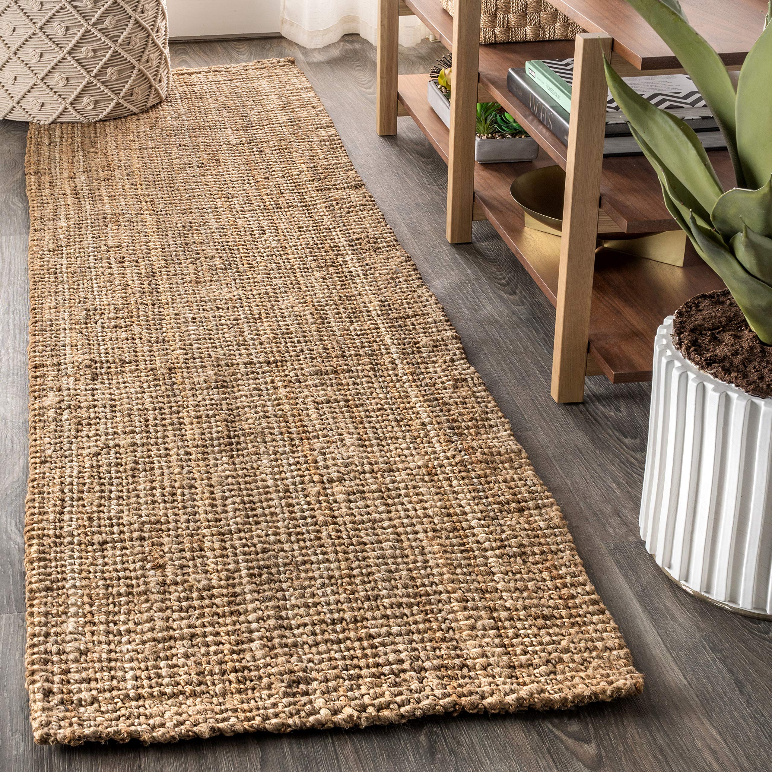 JONATHAN Y Pata Hand Woven Chunky Jute Natural Runner Rug, 2x14, Bohemian, Rustic, Cottage, Easy-Cleaning for Living Room, Bedroom, Kitchen, Non-Shedding (NRF102A-214)