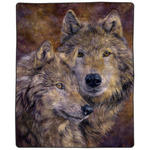 Wolf Blanket – 80x92-inch Printed Pair of Wolves Blanket - Plush Thick 8lb Faux Mink Queen Throw Blanket for Couch, Sofa, or Bed by Lavish Home