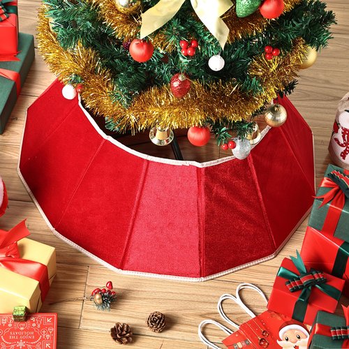 Mr. Pen- Christmas Tree Collar, 28” Red Tree Collar for Pencil Tree, Christmas Tree Collars for Artificial Trees, Christmas Tree Base Cover, Xmas Tree Collar for Christmas Tree Cover Base