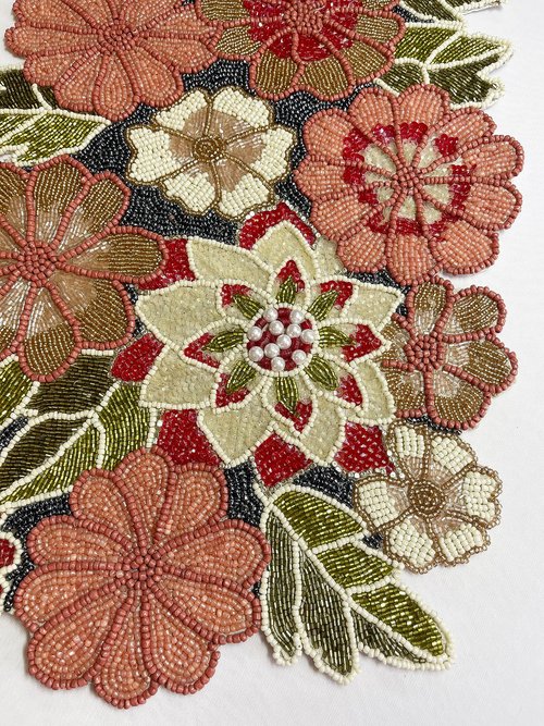 Enliven Handmade Spring Beaded Table Runner, 13x36 Inches Lightweight Decorative Table Runner, Perfect for Dining/Wedding/Party/Everyday Use & Easy to Clean, Elegant Floral Beaded Runner (Multicolor)