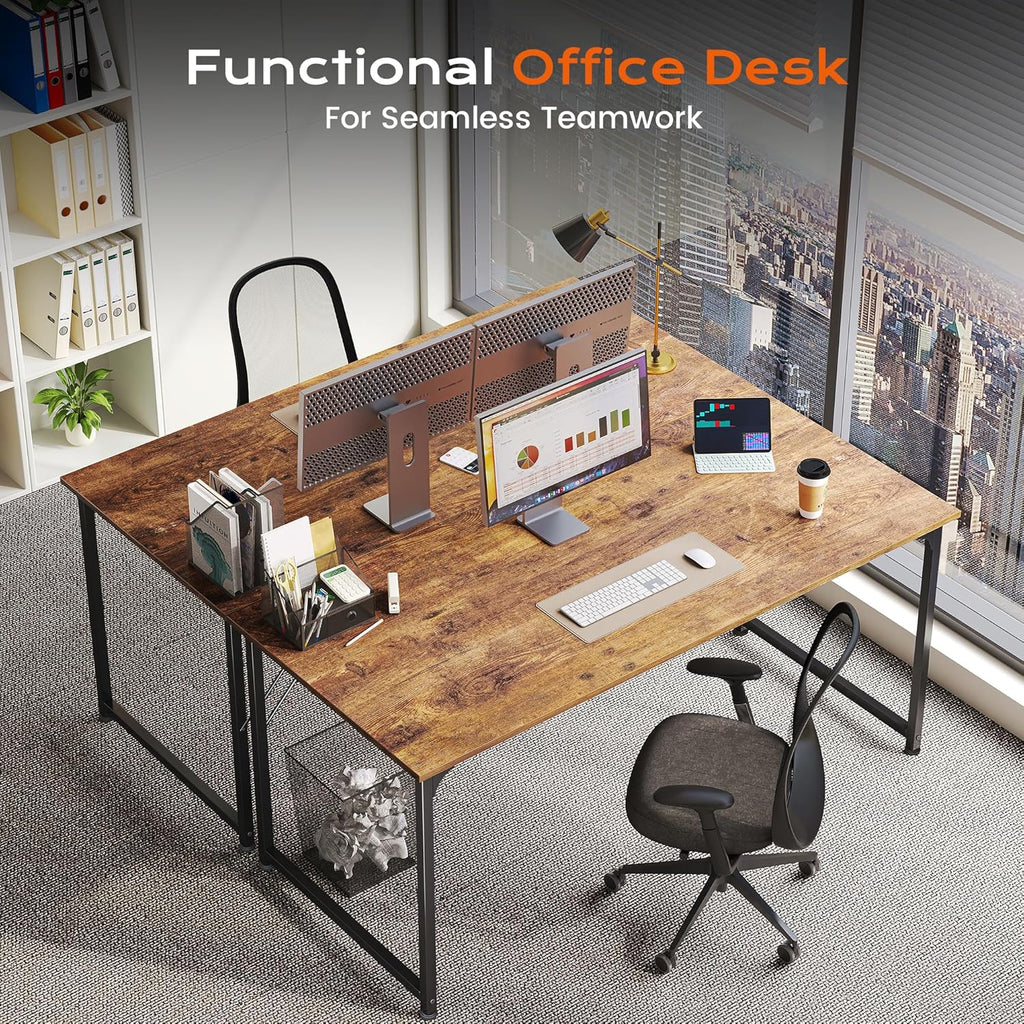 PRAISUN Computer Desk - 47" X 24" Rustic Brown Gaming & Office Writing Desk with Metal Frame
