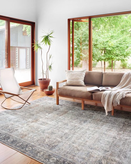 Loloi Wynter Collection WYN-07 Grey/Charcoal 2'-3" x 3'-9" Accent Rug, .13" Thick, Area Rug, Soft, Durable, Printed, Vintage Inspired, Low Pile, Non-Shedding, Easy Clean, Living Room Rug